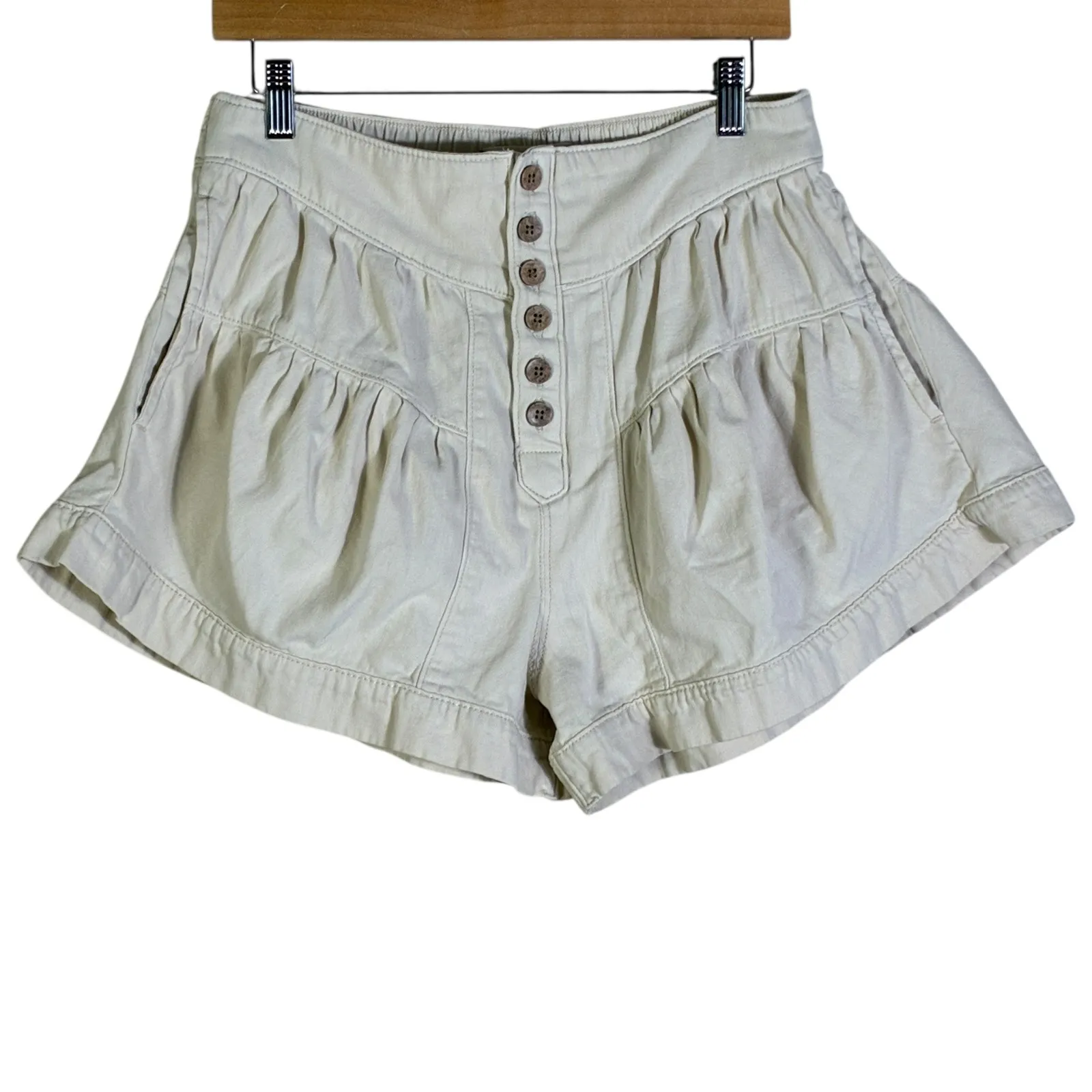 We the Free Womens Fleur Denim Shorts Size M Cream High Rise Boho Festival - Image 2