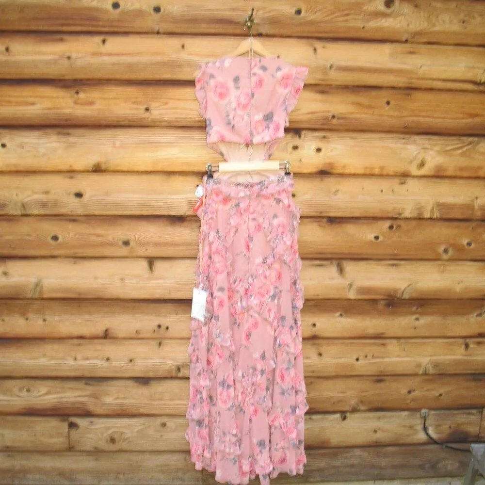 NWT Mac Duggal 9152 Ruffle Cut Out Floral Gown Dress - Image 10