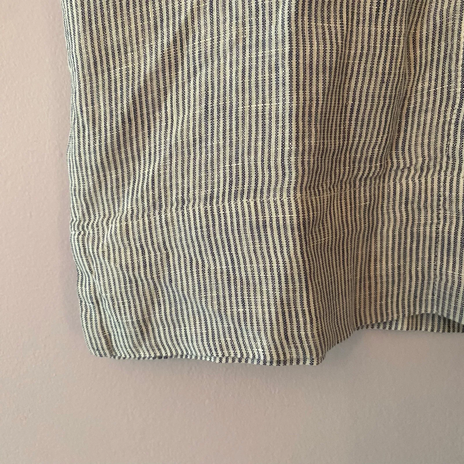 Quince Blue White Stripe Button Down Short Sleeve Blouse 100% Linen Women Small - Image 6