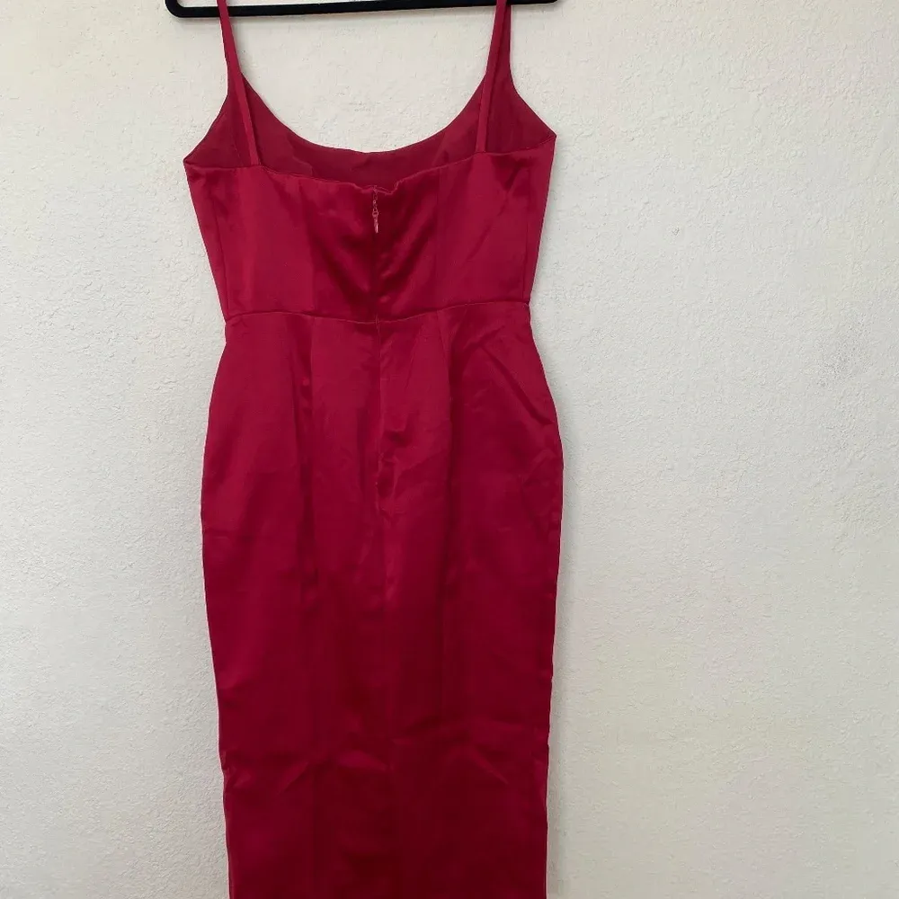 HOUSE OF CB XL PLUS CUP 'Casimira' Wine Satin Corset Midi Dress‎ NWOT - Image 5