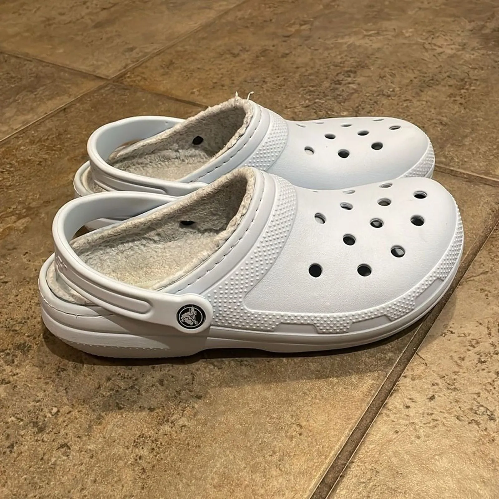 Crocs Pale Blue Classic Lined Clog Shoes Unisex M7 W9 203591 Comfort Faux Fur Size 9 - Image 11