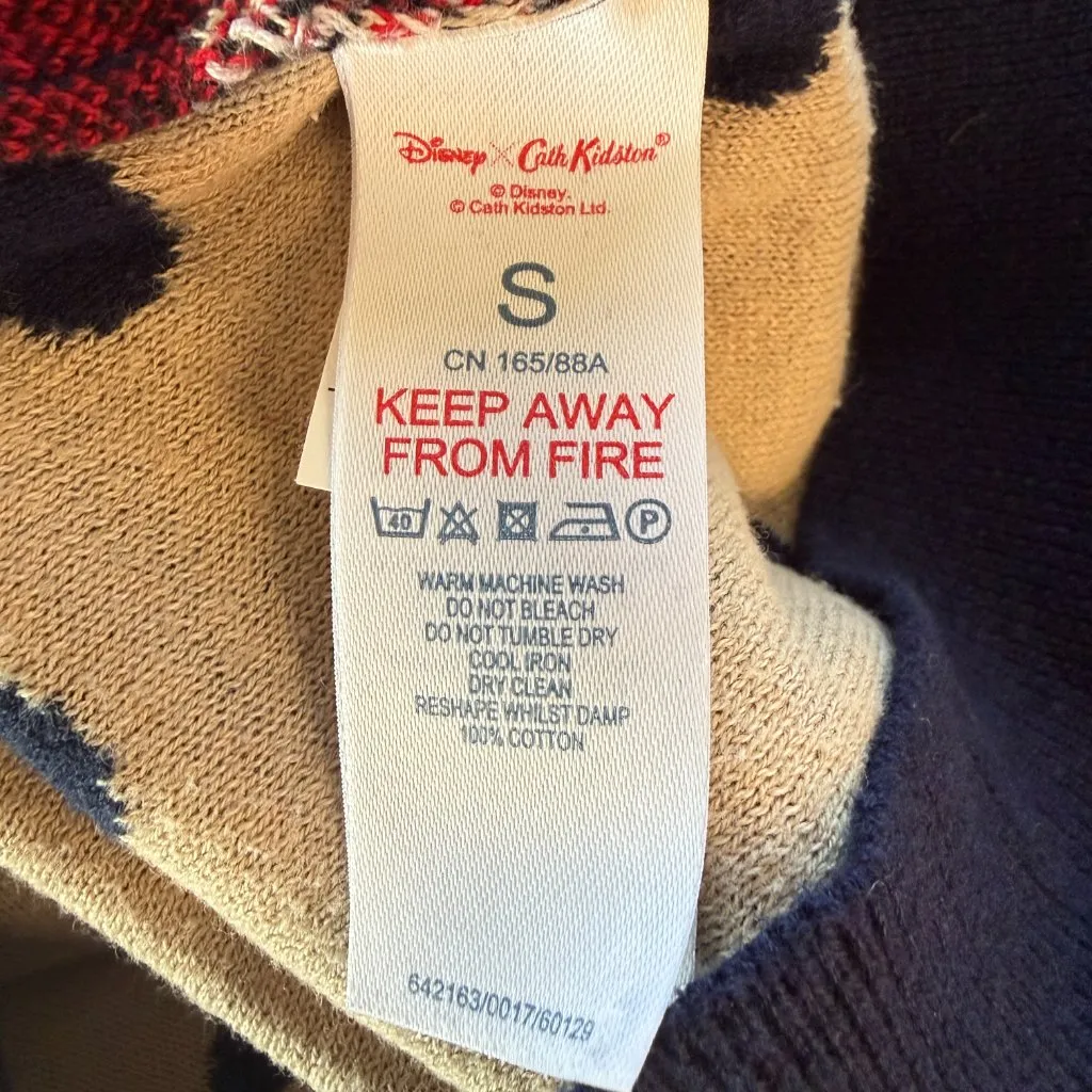 Disney x Cath Kidston blue and tan polka dot Minnie Mouse 3/4 sleeve sweater S - Image 9