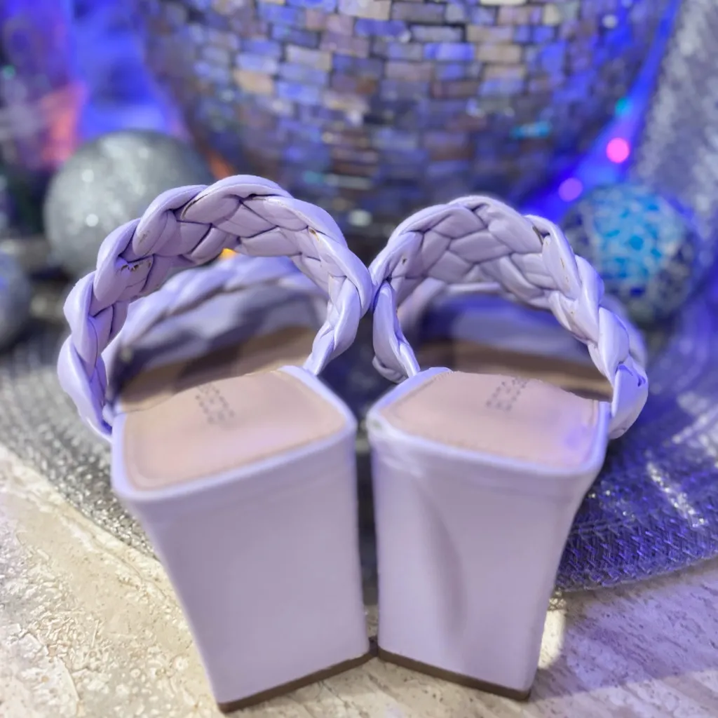 BCBGeneration Lilac Braided Heels – Size 5.5 – 3.5” Block Heel - Image 10