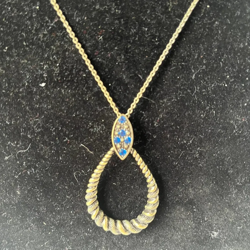 Medieval Fantasy Egyptian Teardrop Rope Pendant Necklace Blue Stones Extender - Image 47