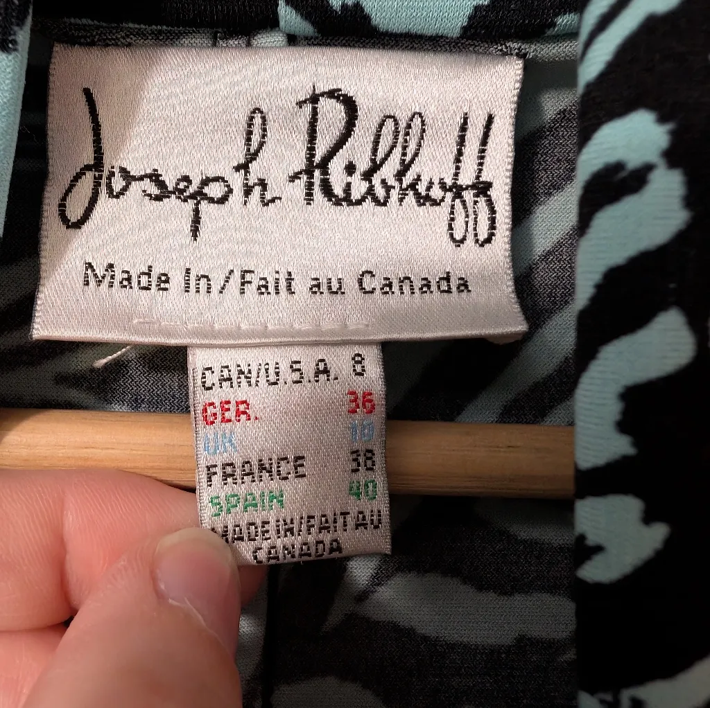 Joseph Ribkoff Abstract Geometric Sleeveless Dress W8 Teal/Black - Image 6