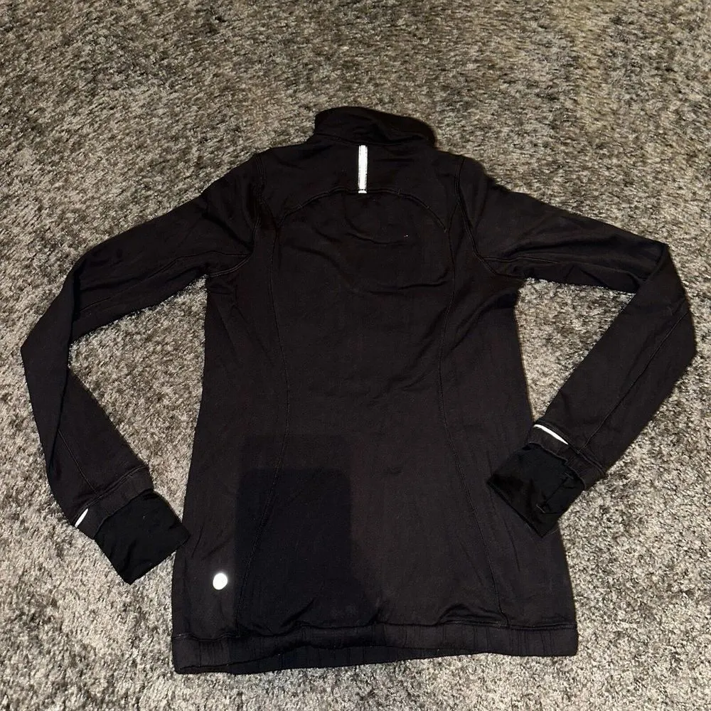 Lululemon Women's Forthright‎ 1/2 Zip Color Black Size 4 Stretch - Image 12