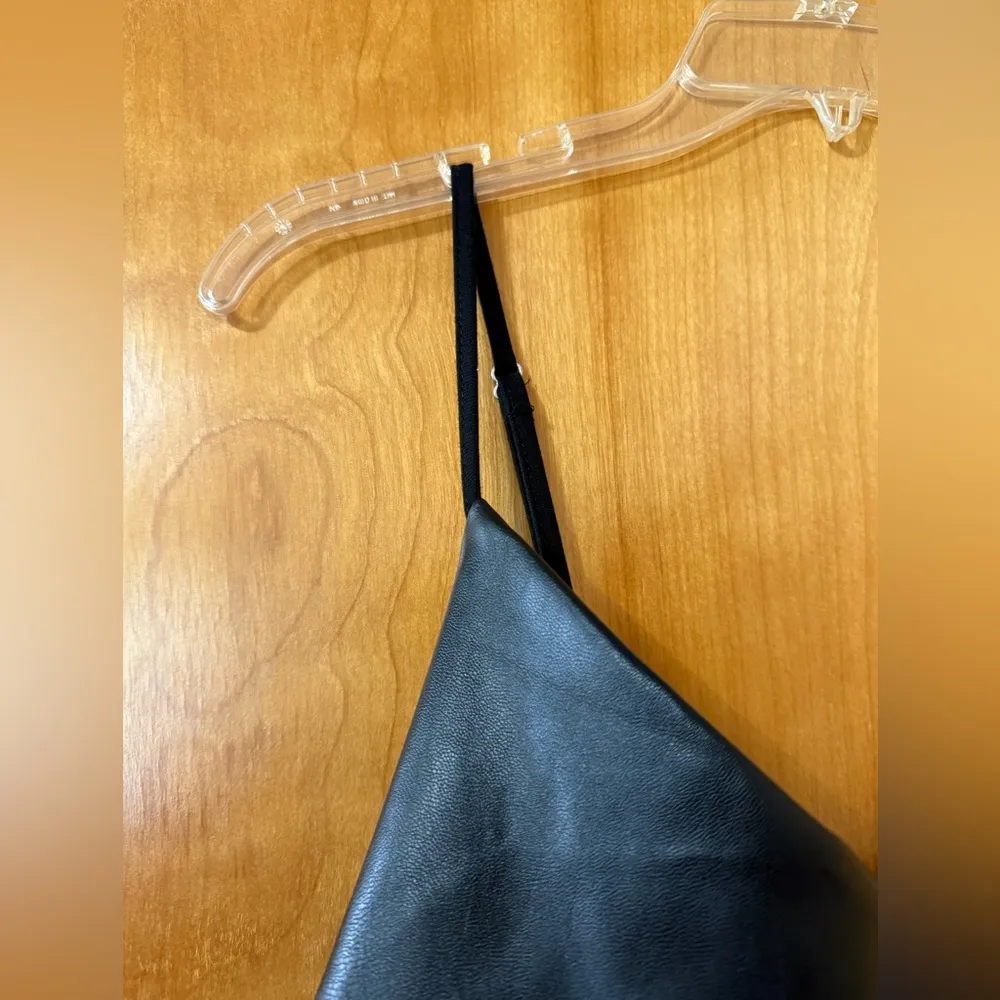 Lulus Taking Me There Black Vegan Leather Ruched Bodycon Mini Dress NWT Medium - Image 6