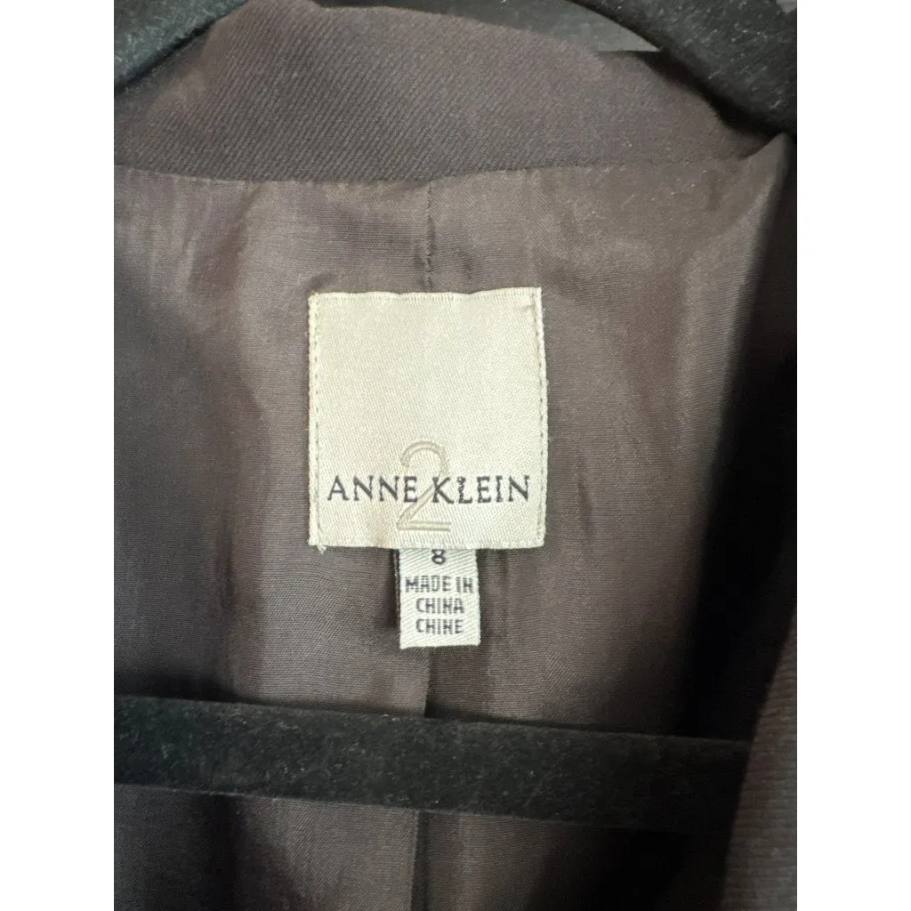 Vintage Anne Klein Womens Black Blazer Jacket Sz 8 Wool Blend Shoulder Pads NWT - Image 3