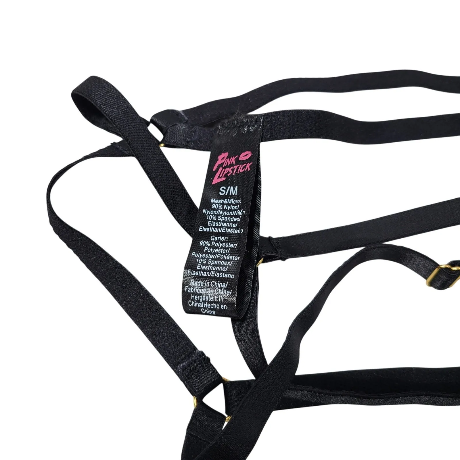 Pink Lipstick Black Strap Garter S/M‎ NWOT Size undefined - Image 5