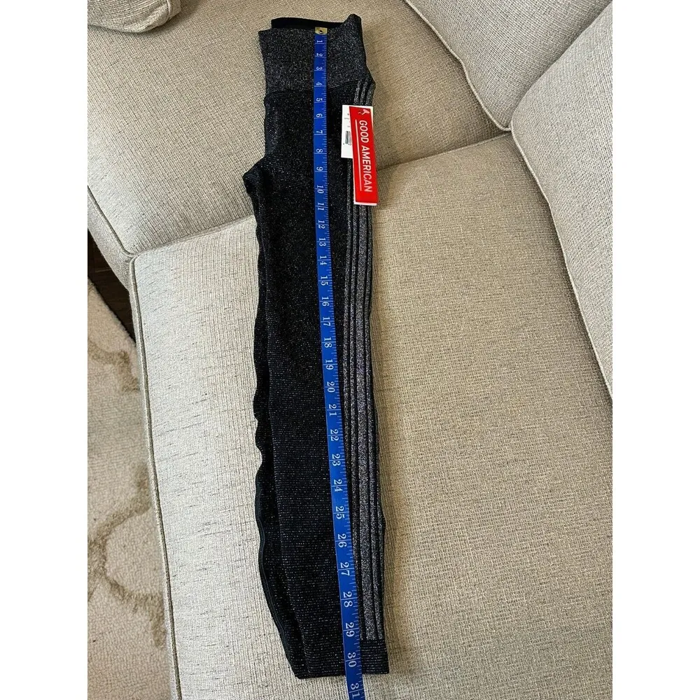 Legging Seamless Striped Metallic Black Silicone Gripper Waist 00 - Image 12