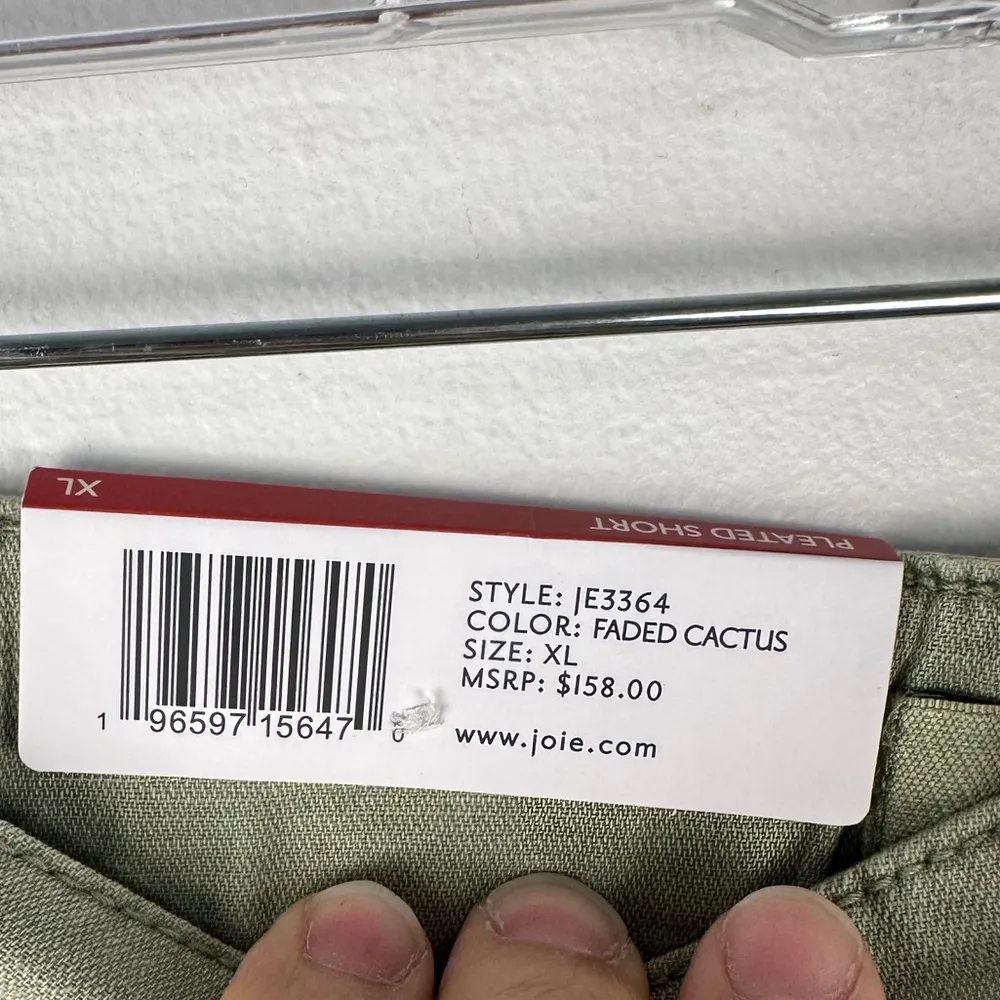 Joie Pleated Chino High Rise Green Cotton Linen Casual Shorts Women’s Sz XL - Image 4