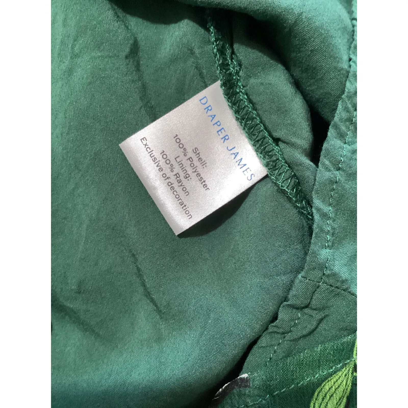 Draper James Green Floral Smocked Neck Long Sleeve Blouse XS - Image 6