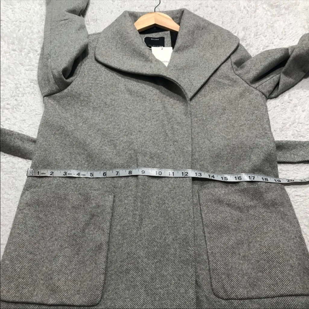 ASOS Bershka Gray Long Belted Coat Size‎ Small - Image 15