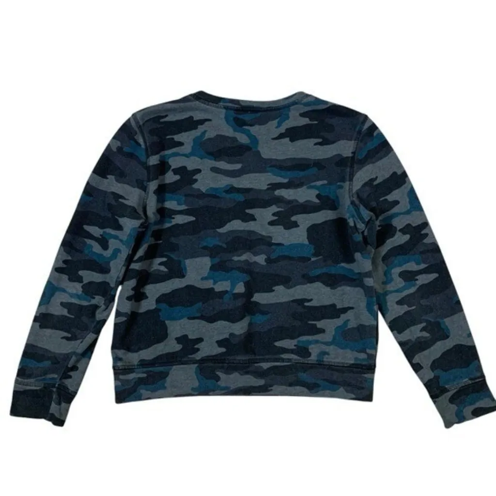 Theory Plus Camo Print Sweatshirt Blue Gray Long Sleeve Crew‎ Neck Cotton Small - Image 2