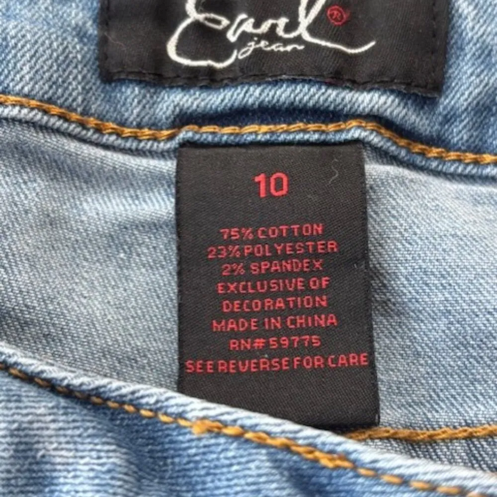 Earl Jeans Womens Skinny Ankle Stretch Size 10 Pearl Embroidery Mid Rise Denim - Image 6