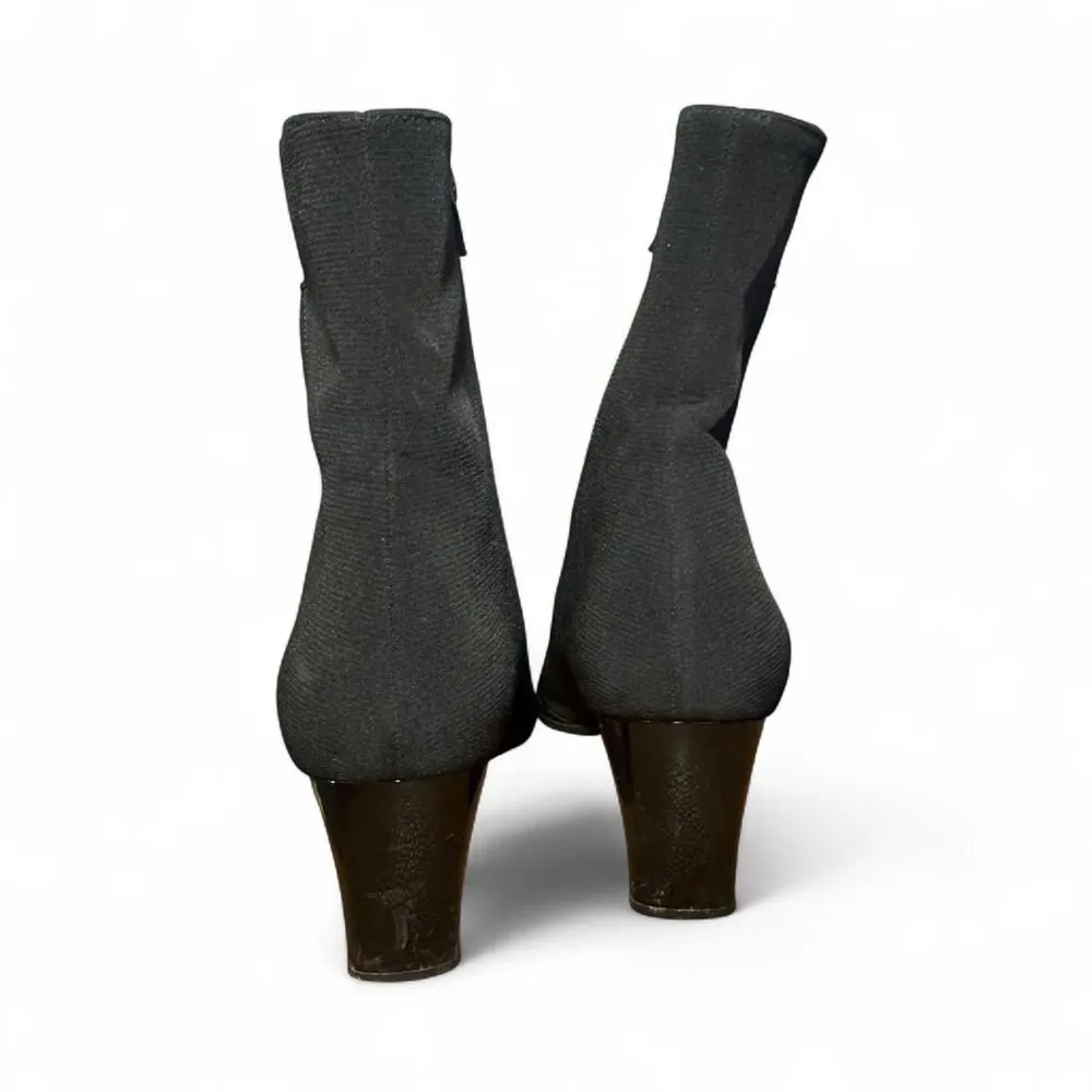 Stuart Weitzman Women's Black Heeled Nylon Zip-up Ankle Boots Size 11 - Image 4