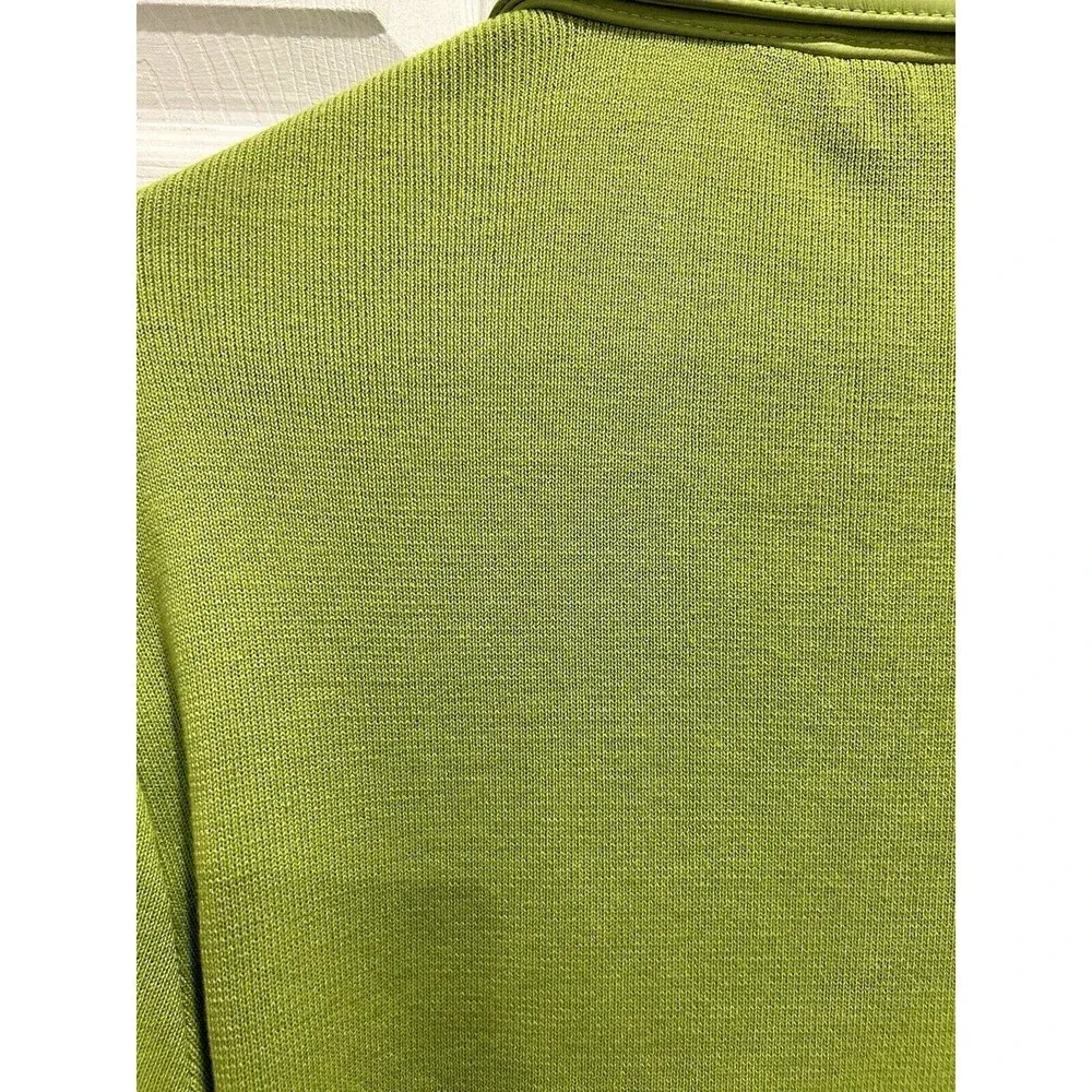 Peter Nygard Collection Lime Green Leather Front Knit Back‎ Sleeves Jacket Large - Image 7