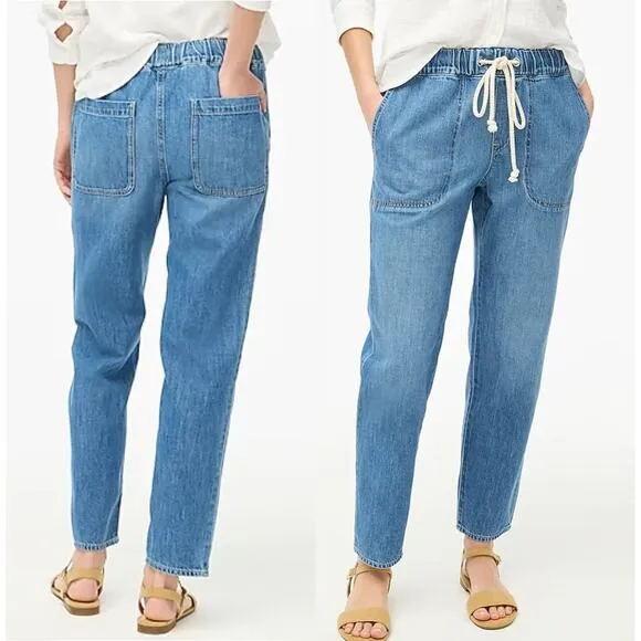 J. Crew Factory | NWT Flawed | Denim Drawstring Pant | East Harbor Wash | Sz 25 - Image 2