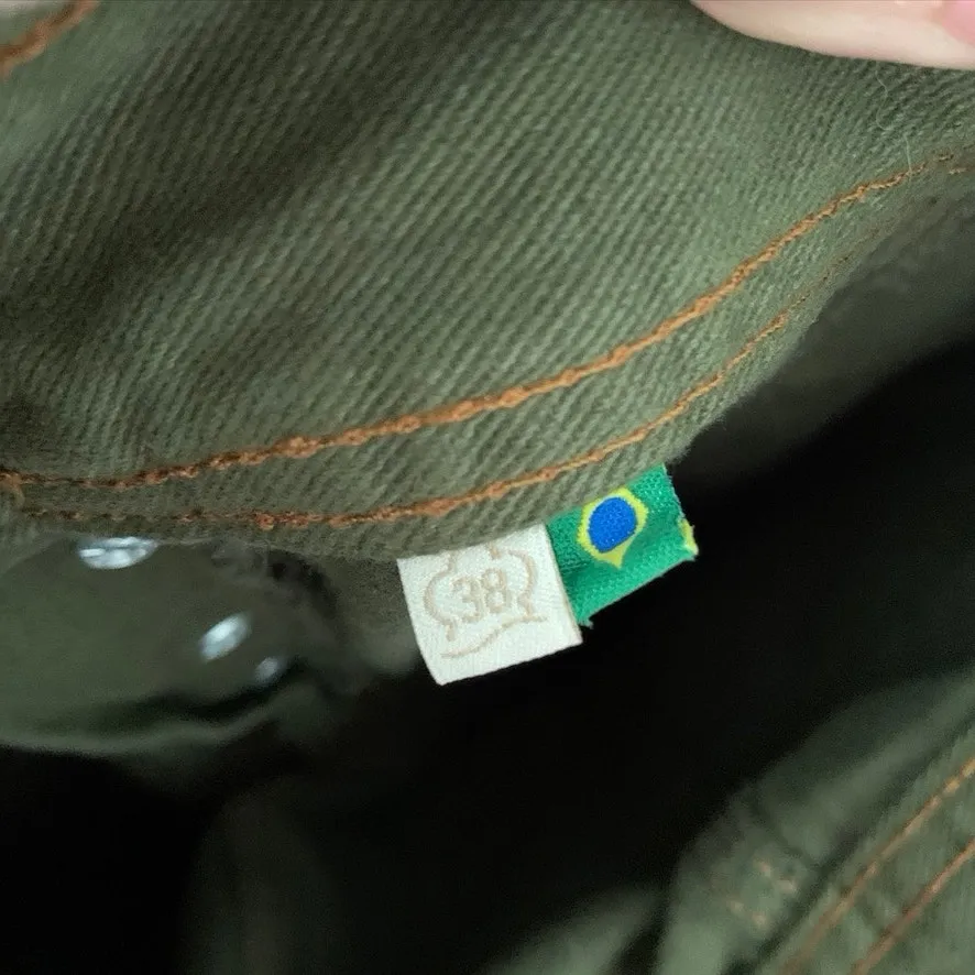 Farm Rio Wide Leg Pockets Twill Trousers Women's Size 38 Green Small - Image 11