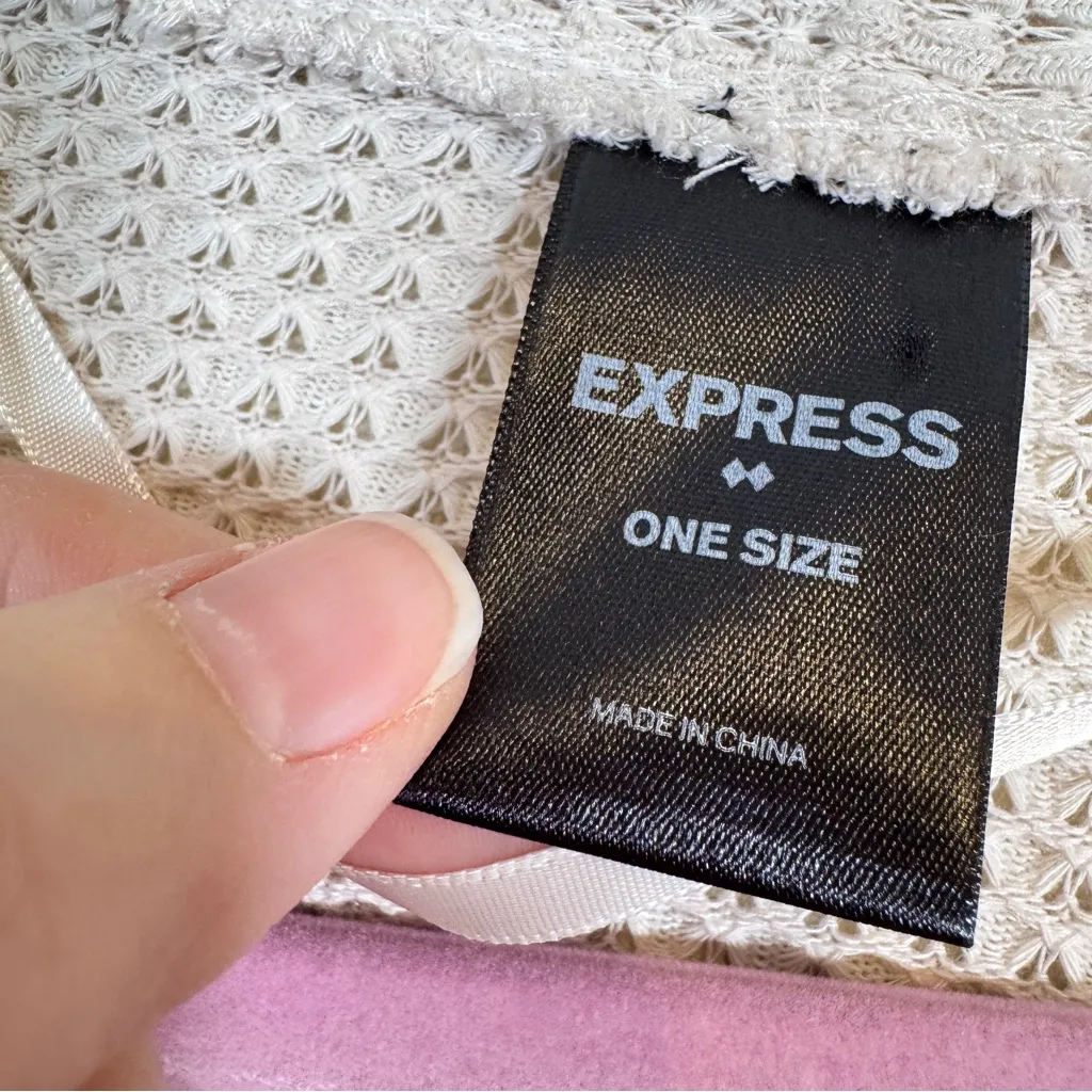 Express Cream Waffle Knit Cardigan Sweater Womens OS Casual Cozy Cabincore Fall - Image 11