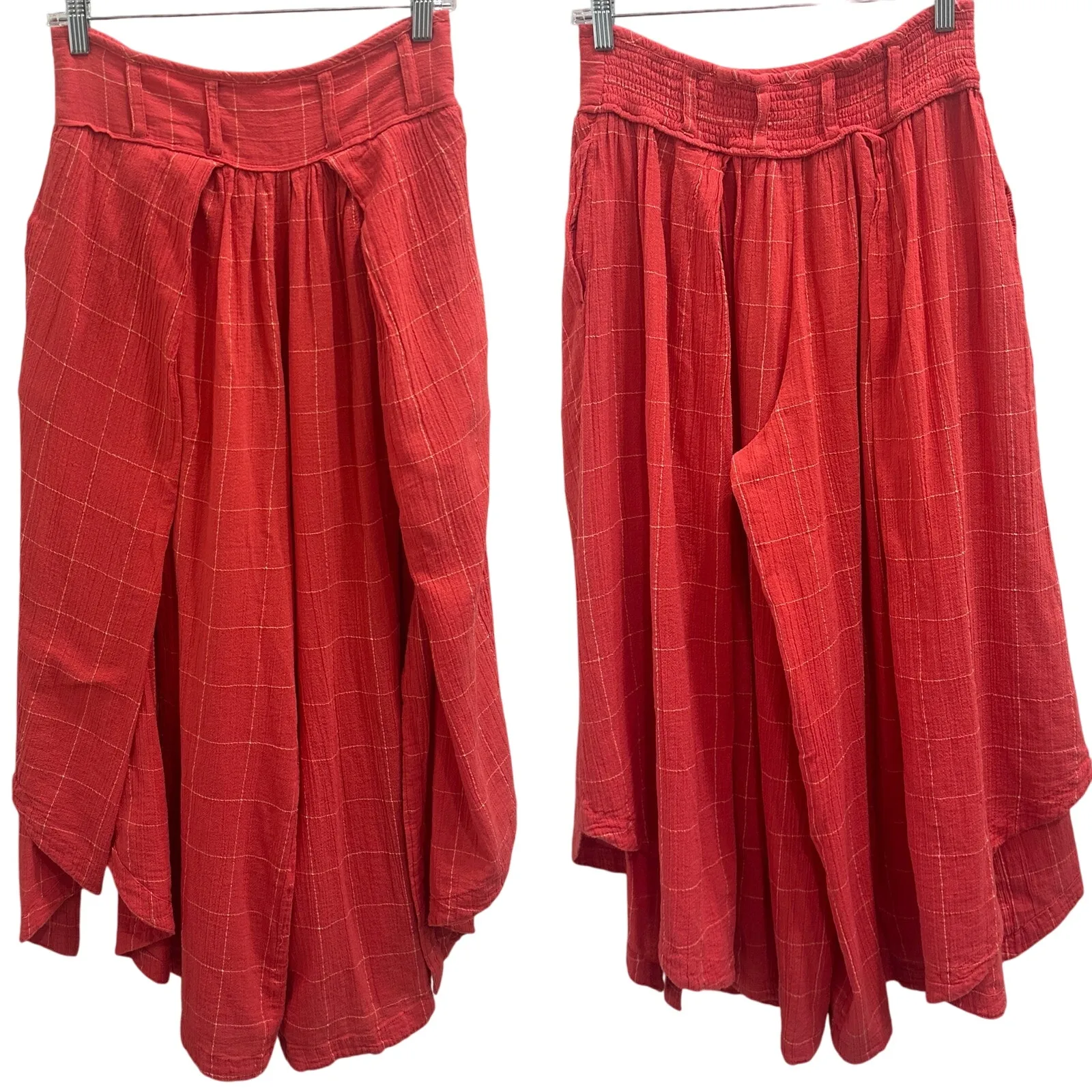 Free People Lunar Cove Wide Leg Pants Red Combo NWT Boho Lagenlook Fairy Small - Image 2