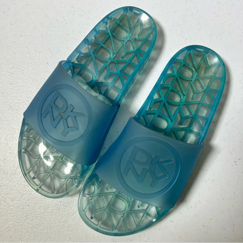 DKNY  Light Blue Rubber Slides - Image 2