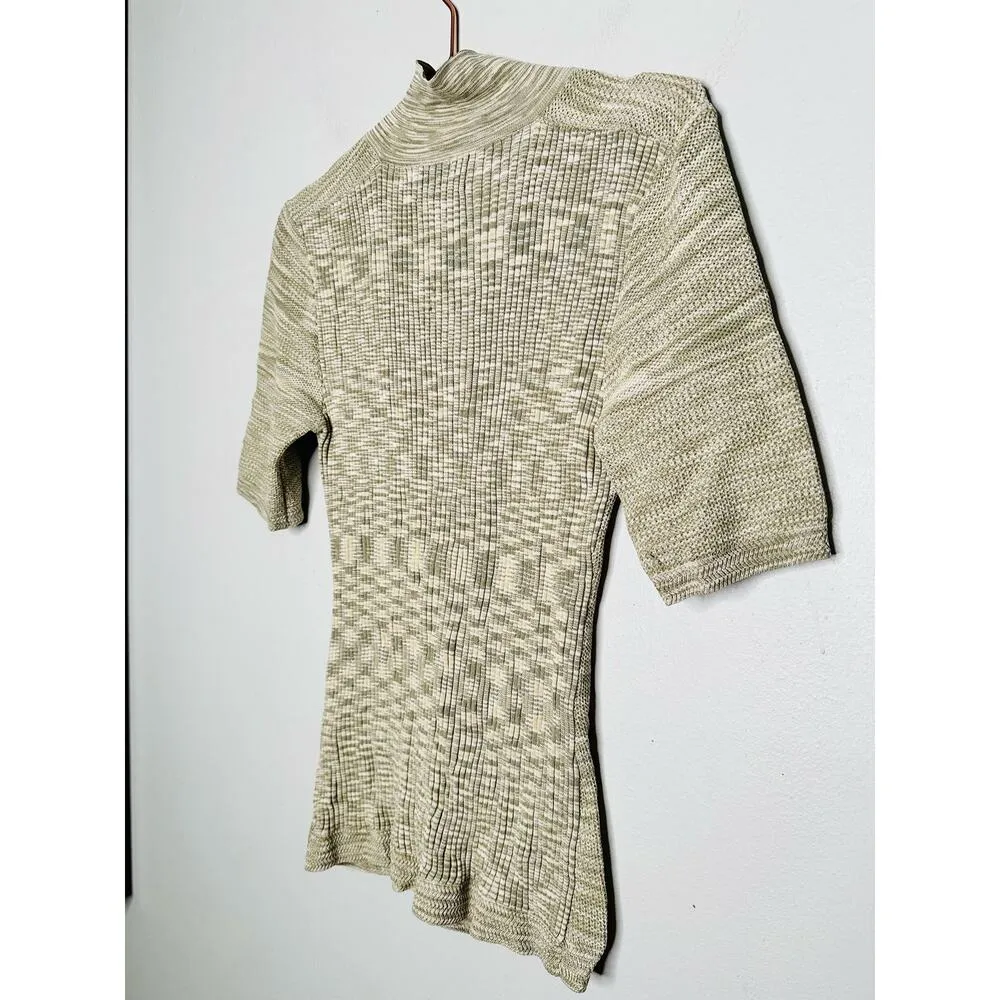 HOWZWEILER Green Knit Collared Neckline Pull On Smooth Knit Top size Medium - Image 5