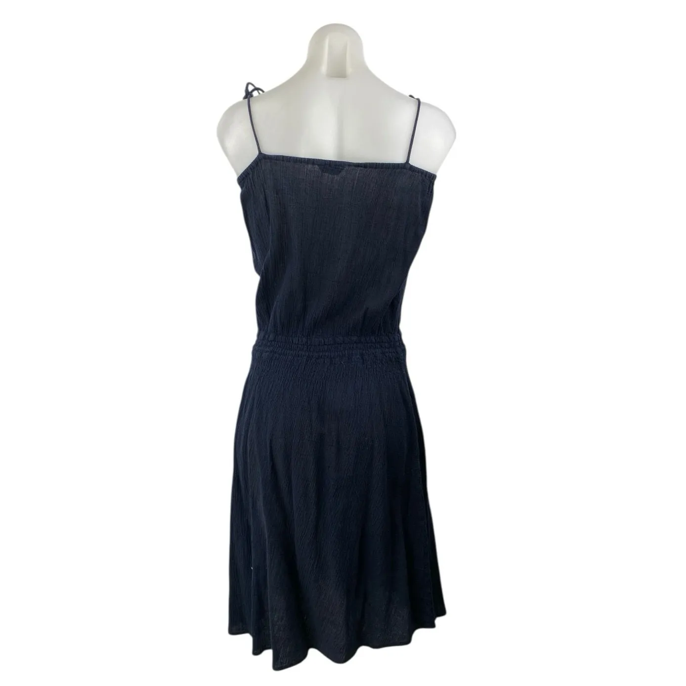 J.Crew Black Sleeveless Cami Camisole Tie Strap Drawstring Mini Tank Dress Sz S - Image 2