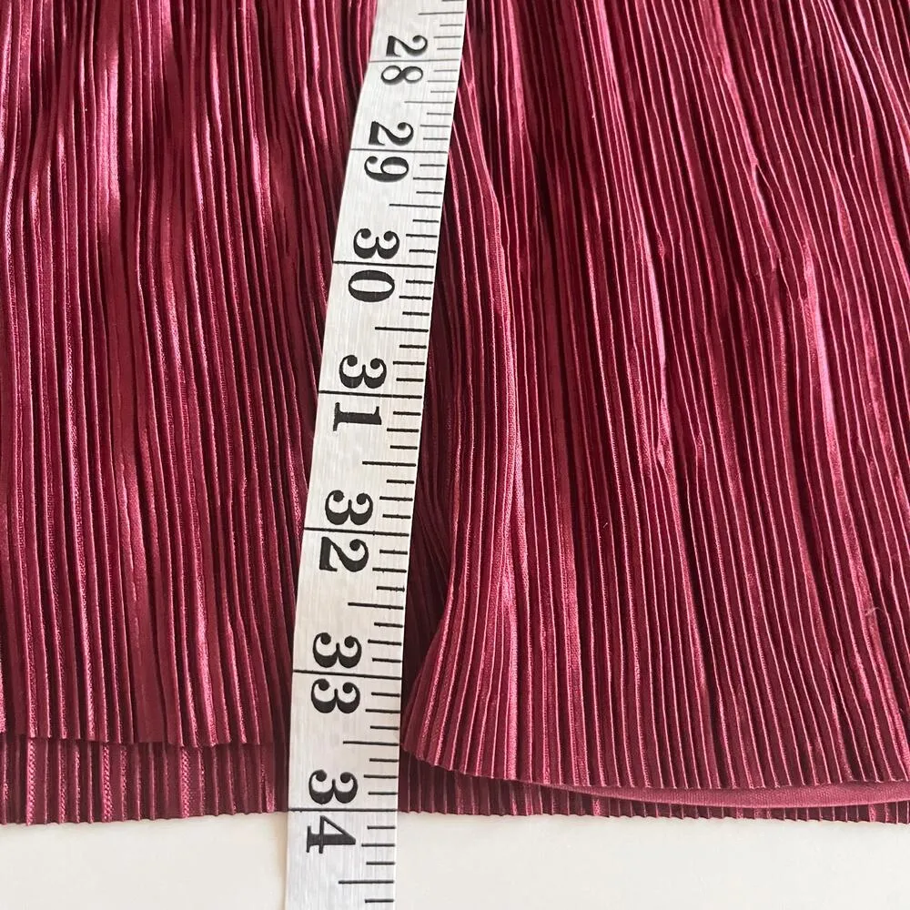 Banana Republic Burgundy Long Sleeve Plisse Pleated Swing Shift Dress Size Small - Image 8