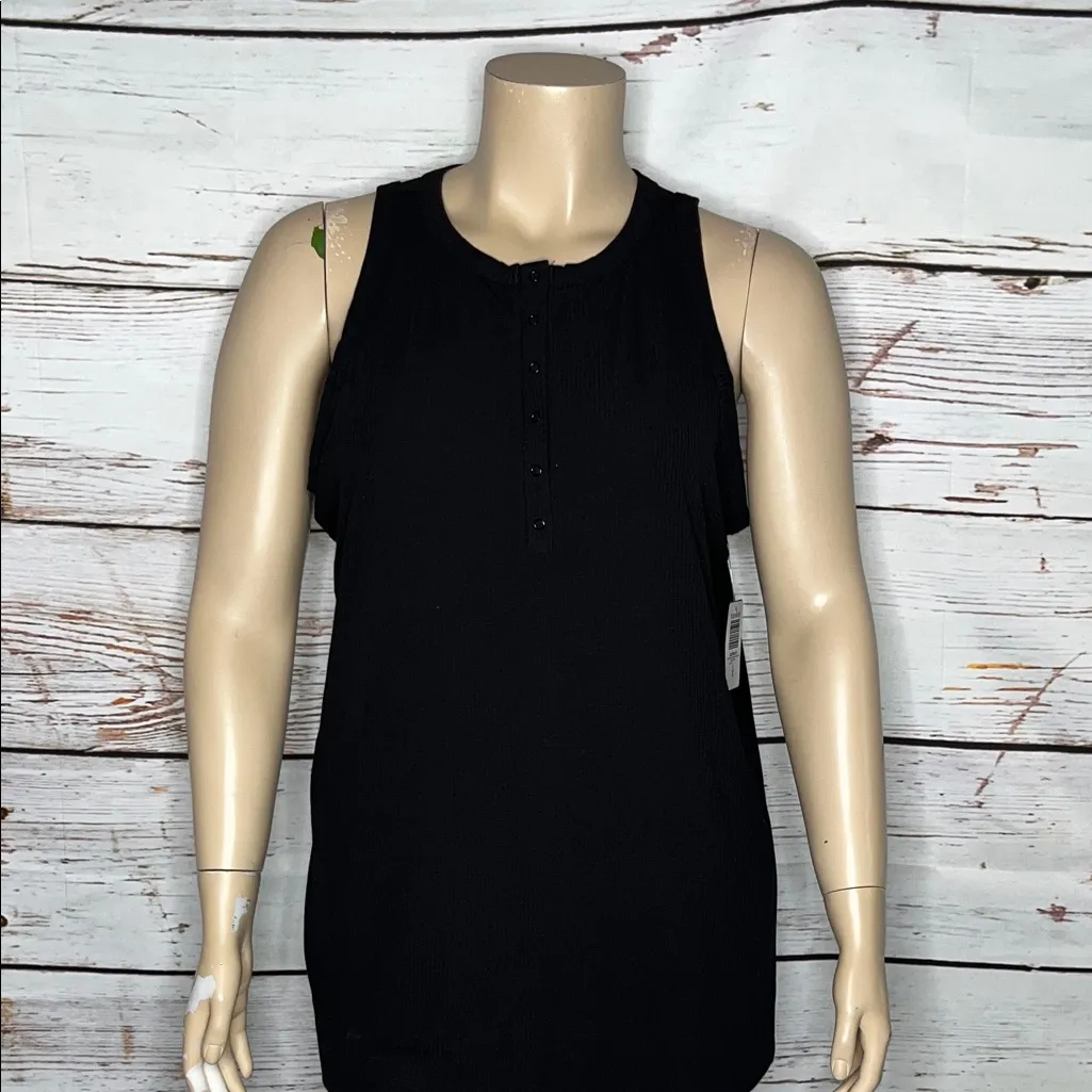 Torrid NWT Size 4 Black Super Soft Knit Ribbed Snap Front High Neck Tank Top - Image 2