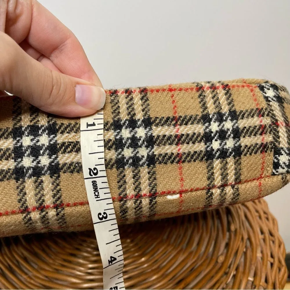 Burberry Wool Vintage Nova Check Signature Plaid Tote Shoulder Bag Purse Tan - Image 7