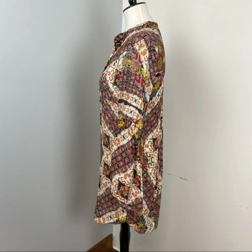 Ivy Jane Colorful Boho Retro Long Sleeve Shirt Dress Small Mosaic - Image 8