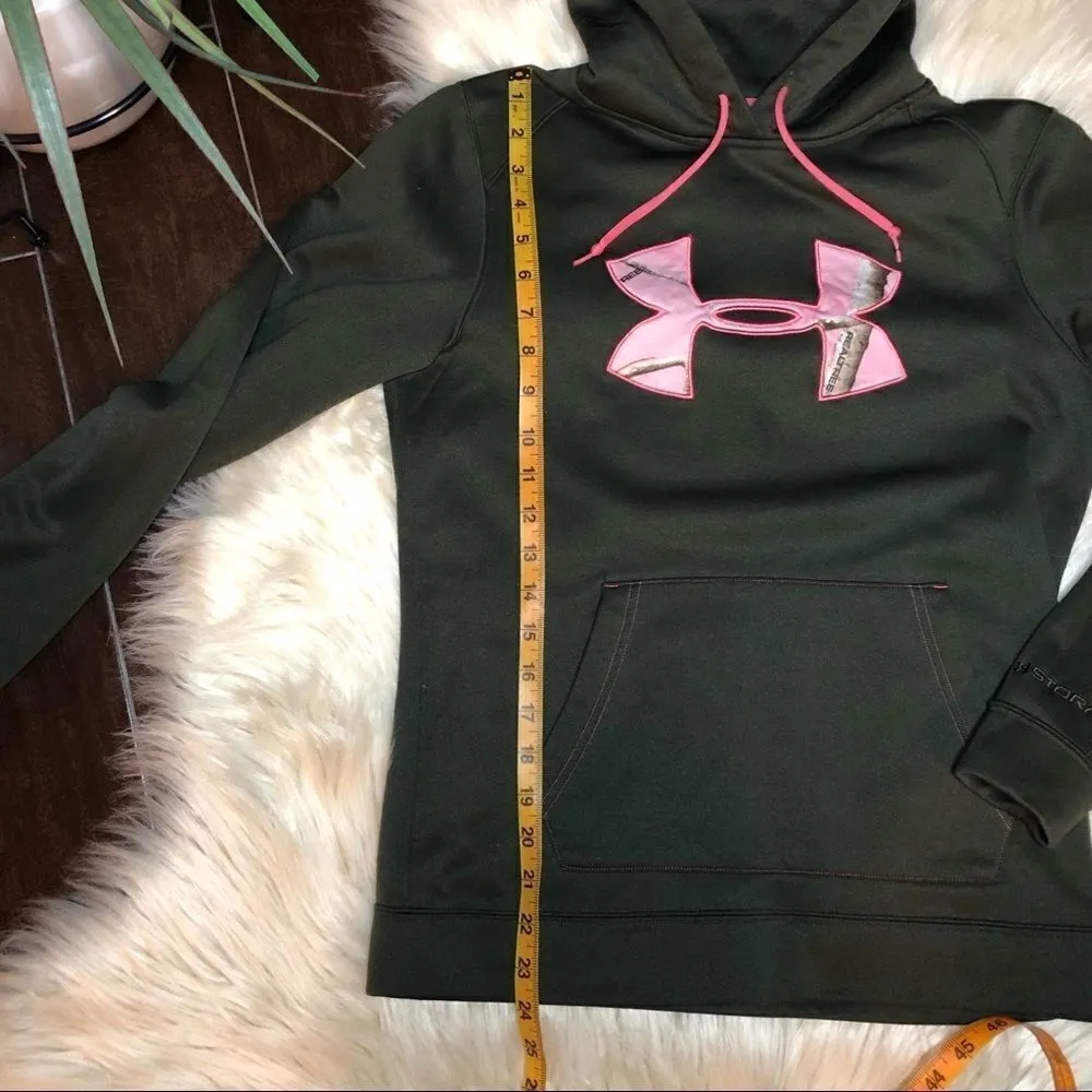 Under Armour storm hoodie olive green/pink small - Image 6