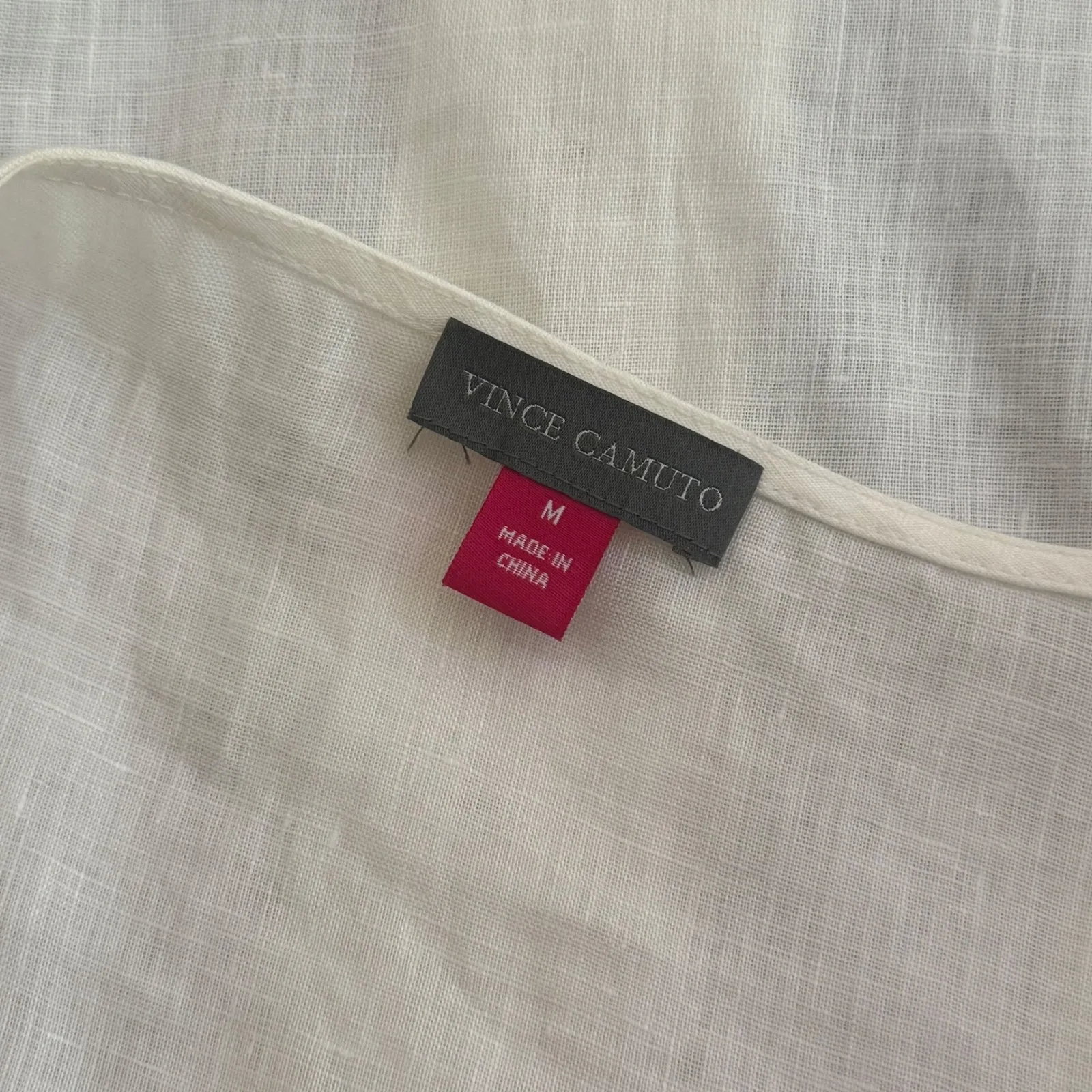 Vince Camuto Linen Sleeveless Top Women Size M White Minimalist‎ Coastal Artsy - Image 4