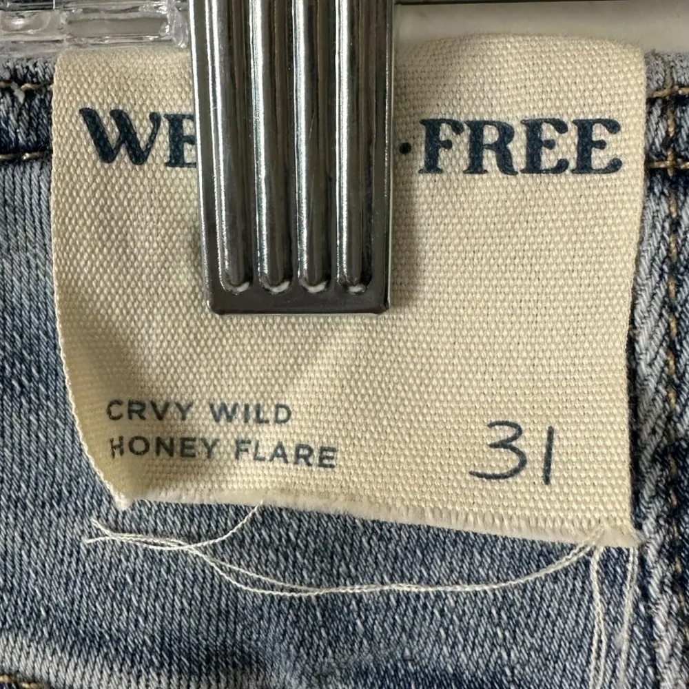 Free People CRVY Wild Honey Flare Jeans Size 31 12 NWT Stretch Denim Retro 70s - Image 13