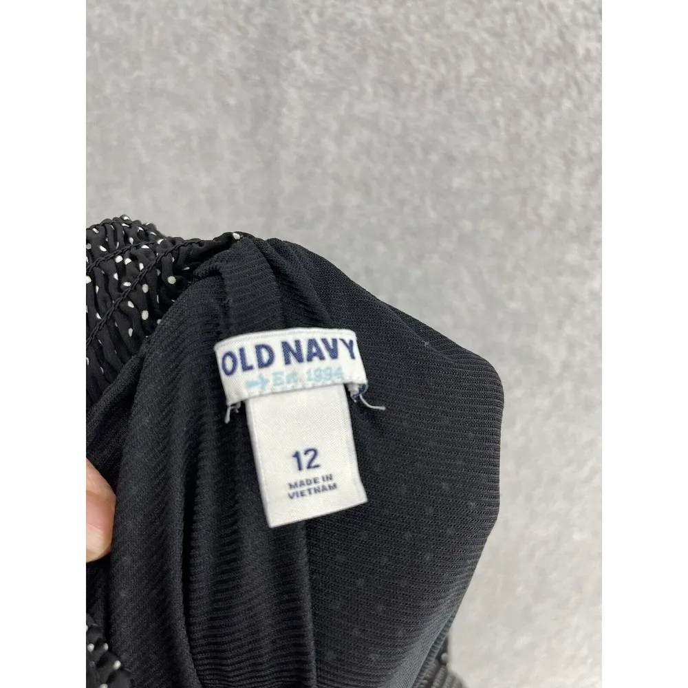 Old Navy Women's Apron Dress Polka Dot Black Size 12 Lined Smocked Back - Image 4
