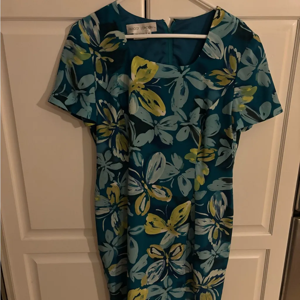 Maggy London dress turquoise dress.‎ 100% silk. Size 10 - Image 2