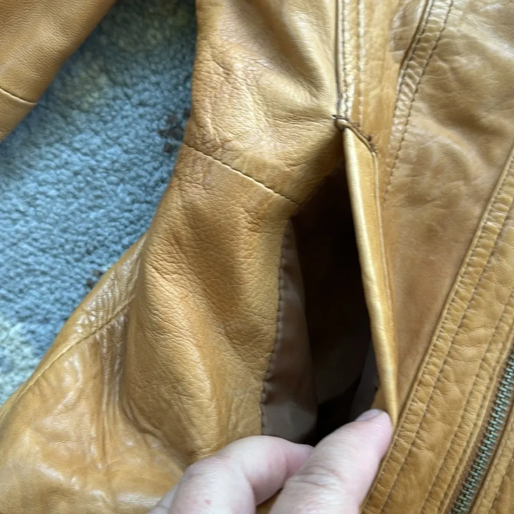 Black Rivet  Leather Jacket Cognac XS - Image 3