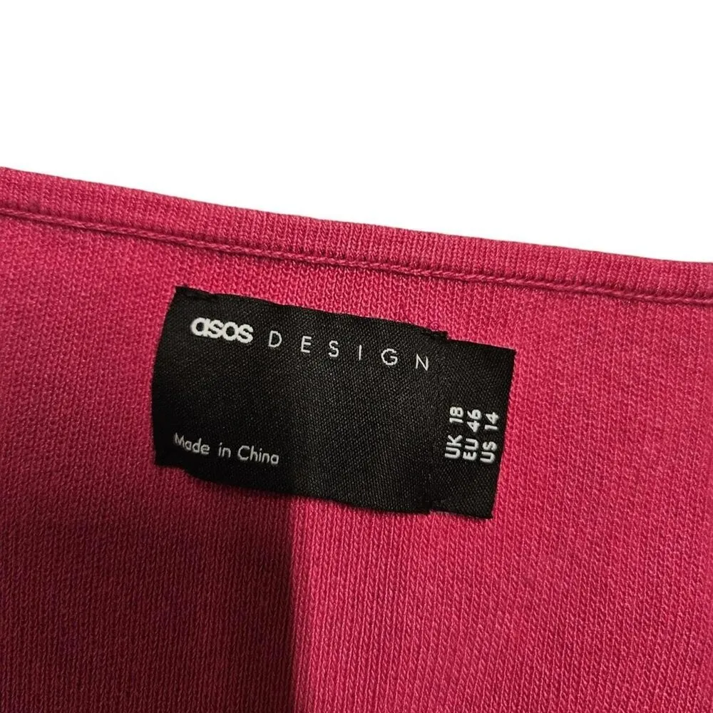 ASOS DESIGN Puff Sleeve Sweater - Vibrant Pink‎ SZ 14 - Image 3