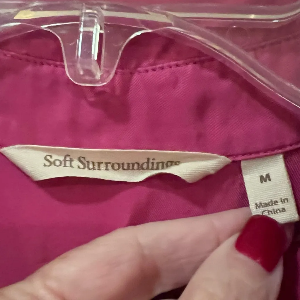 Soft Surroundings Cascade Sleeveless Shirt Dress in Fuchsia Size Medium - Image 15