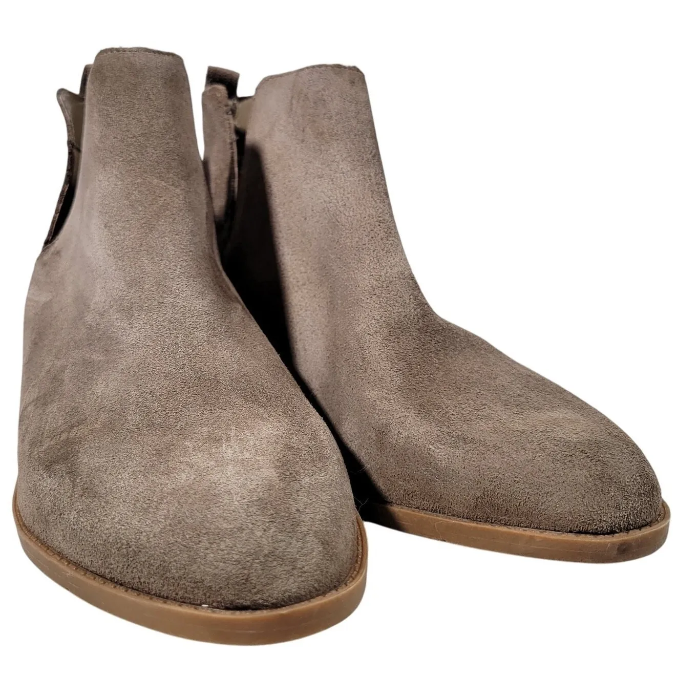 Steve Madden Suede Ankle Booties‎ Taupe V Cut Out Perforated Heel Shoes 9 NEW - Image 11