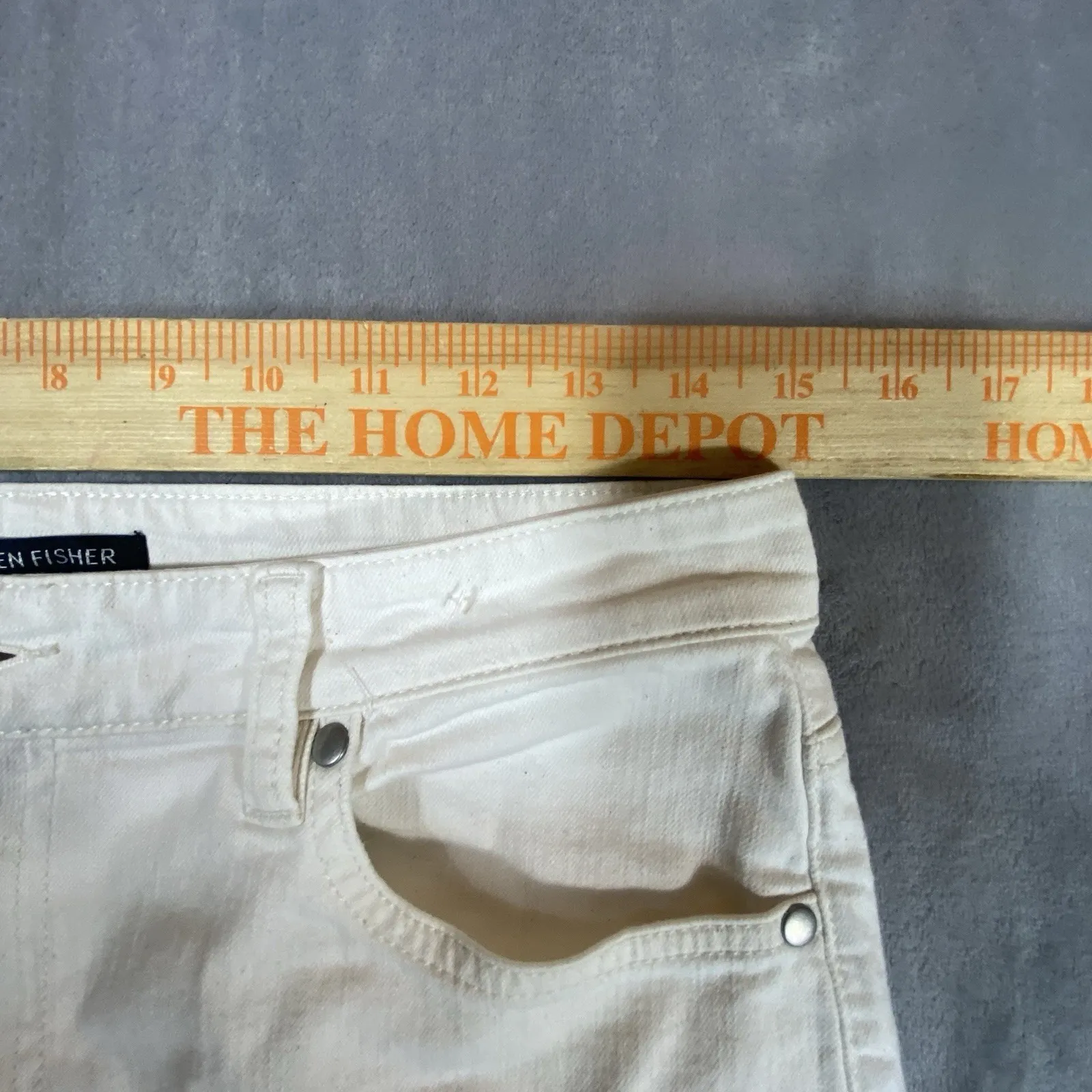 Eileen Fisher Organic‎ Cotton Jeans Cropped Raw Frayed Hem 29x25 Small White - Image 3