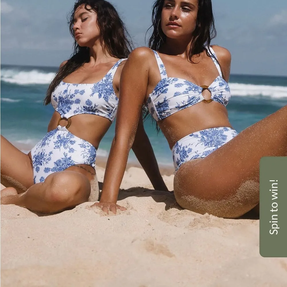 Berlook Ruched Cutout Floral Bikini Top only 62 White - Image 5