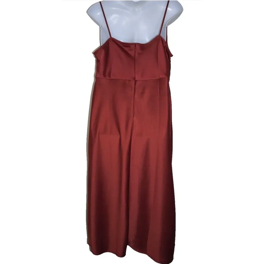 BHLDN Cali Satin Cowl-Neck Midi Cinnamon Slip Dress Size: 18W NWT - Image 4