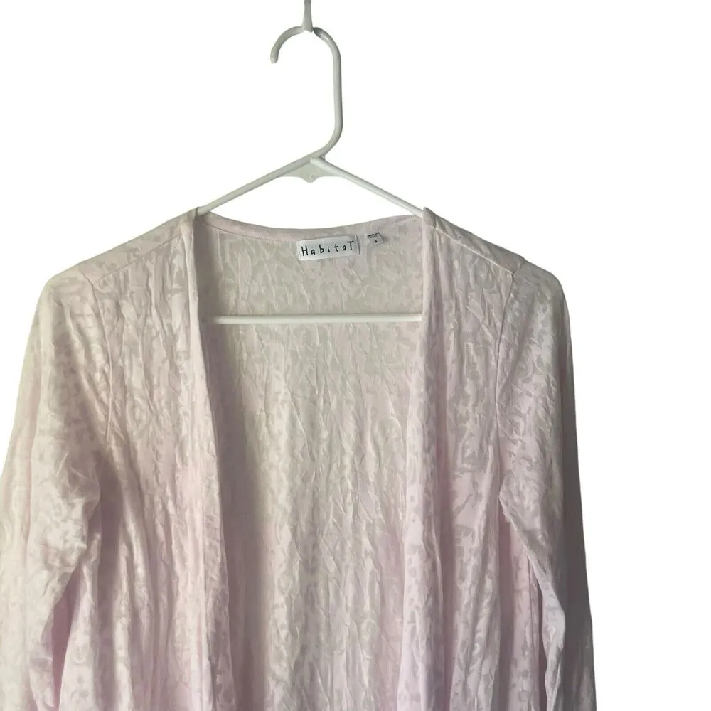 Habitat Womens Size Small Light Pink Sheer Feminine Coquette Open Front Cardigan - Image 2