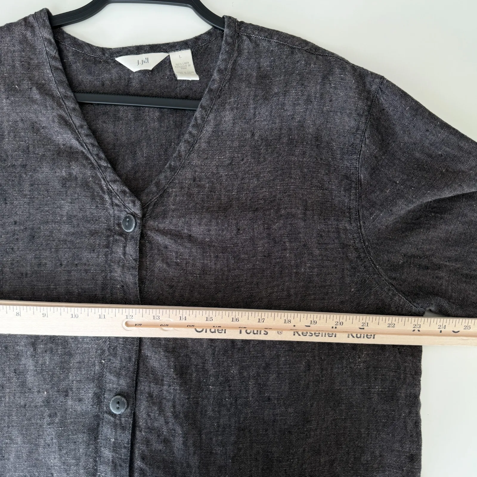 J Jill Linen Jacket Large Brown Taupe Button Up Rustic Lagenlook Boho Earthy - Image 10