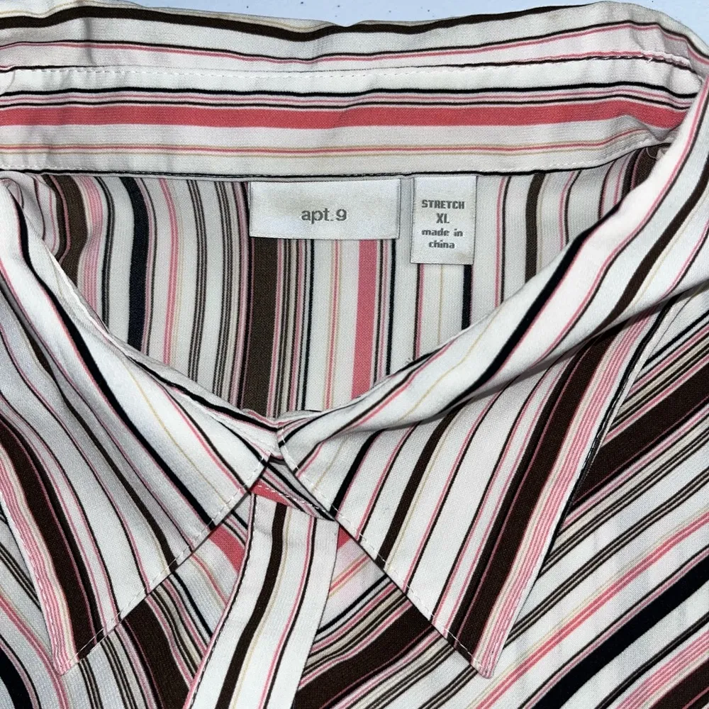 Apt. 9  Stretch Fit Striped Button Down Blouse - Image 8