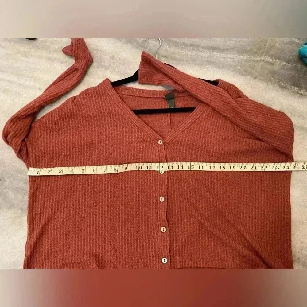 Wild Fable Mauve Pink Button Front Waffle Knit Thermal Cropped Cardigan Size XS - Image 8