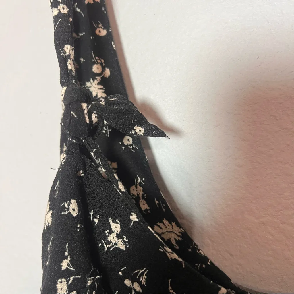 Free People Saturday Scooped Jumper Black White Dainty Floral Size Large - Image 8