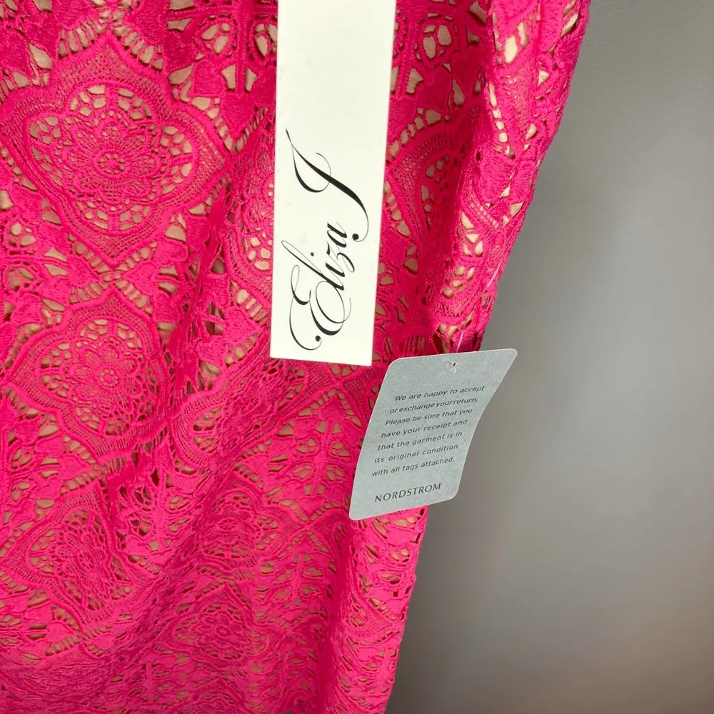 NWT Eliza J Sleeveless Lace Scalloped Hem Shift Dress In Hot Pink Size 0 - Image 7